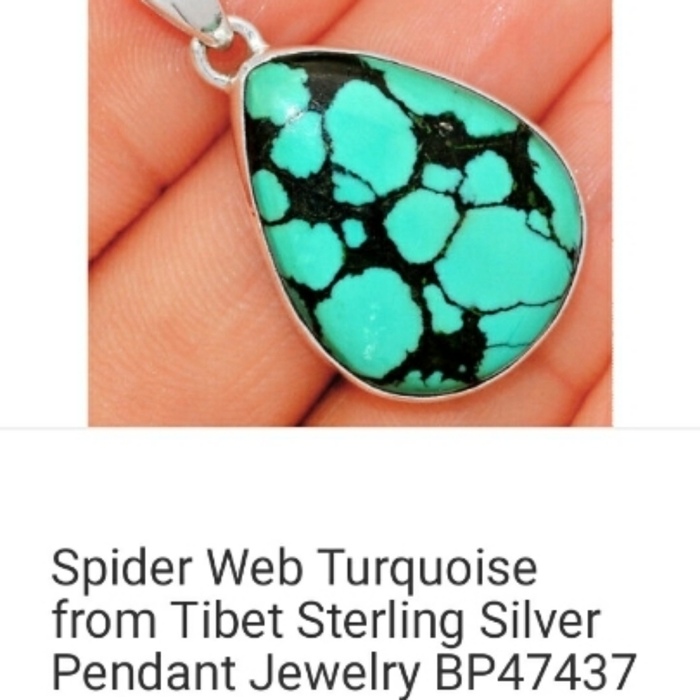 Genuine Spider Web Turquoise Pendant T5